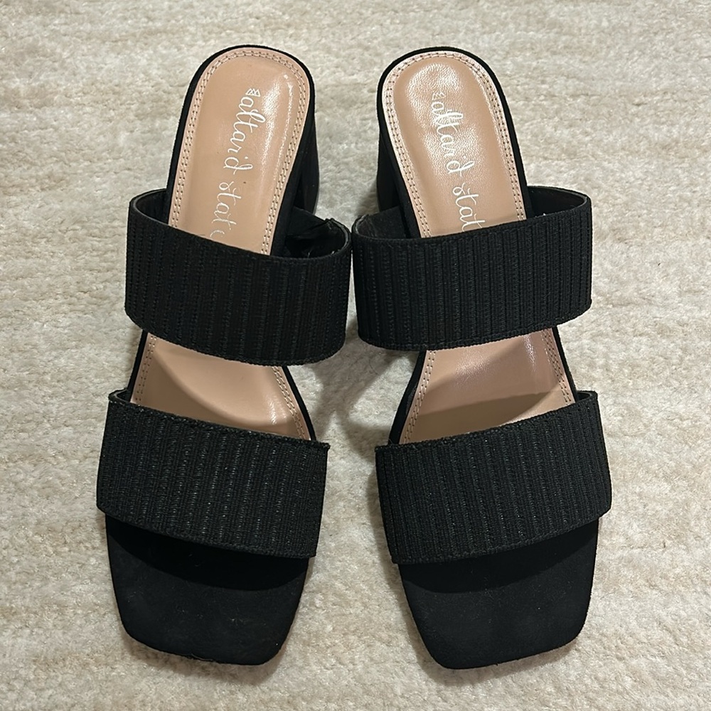 Black Block Low-Heel Sandal